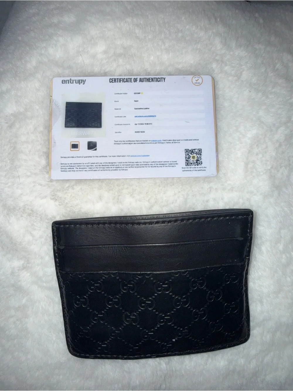 Gucci Guccissima Black Embossed GG Leather Card Holder